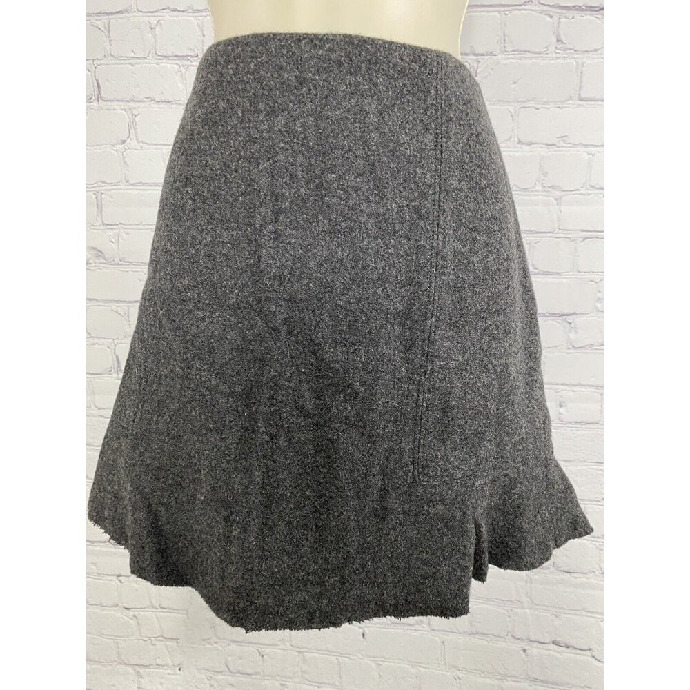 NWT Madewell Gray Flare Back Zip Lined Raw Hem A-Line Skirt Women’s Size 6